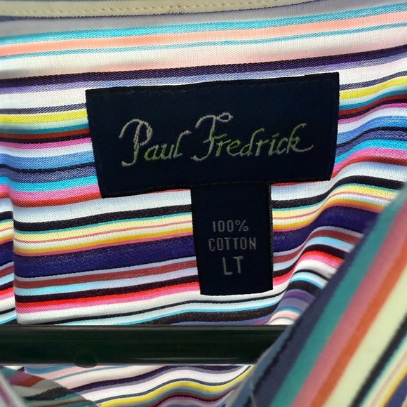 Paul Fredrick Multicolor Striped Men's Shirt Size LT - Picture 3 of 3